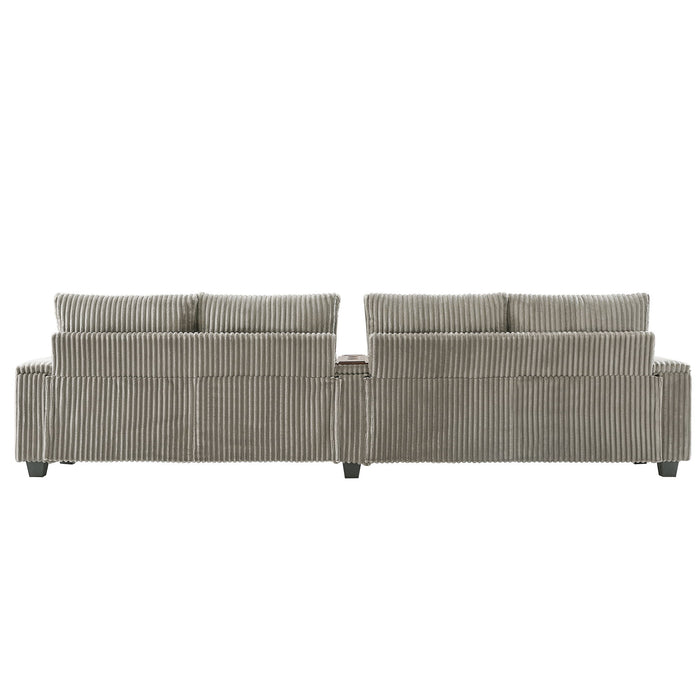 Modern 4 Seater Corduroy Sofa Couch With USB Ports And Hidden Storage