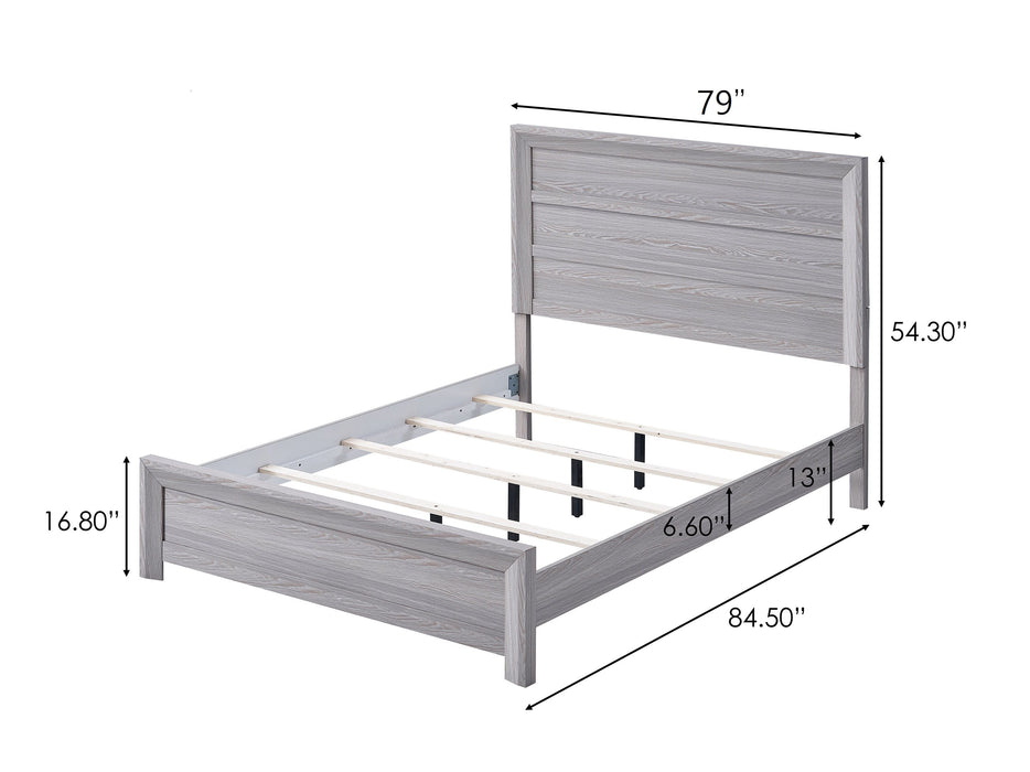 Rustic Wooden Bedroom Furniture King Size Panel Bed Gray Finish Contemporary Style