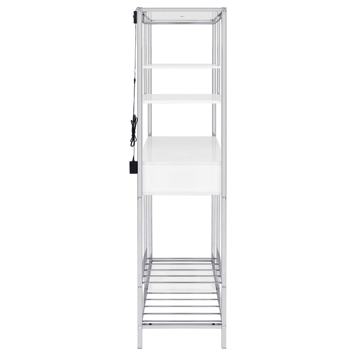 Draper - 5 Shelf LED Wine Cabinet With Pull Out Drawer - Gloss White