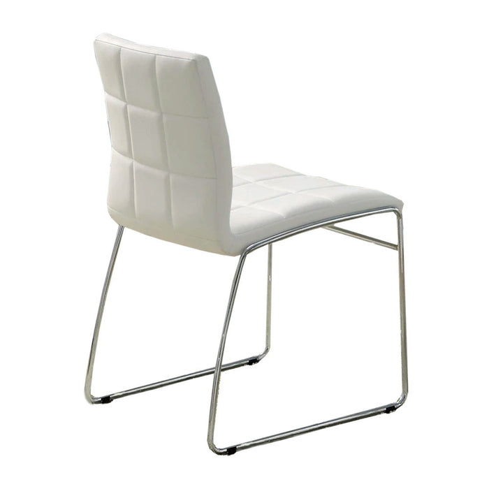 (Set of 2) Leatherette Upholstered Side Chairs In White And Chrome