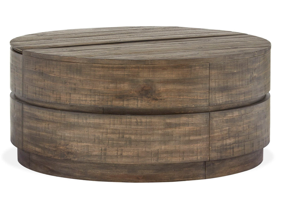 Baisden - Round Lift Top Cocktail Table With Casters - Tobacco