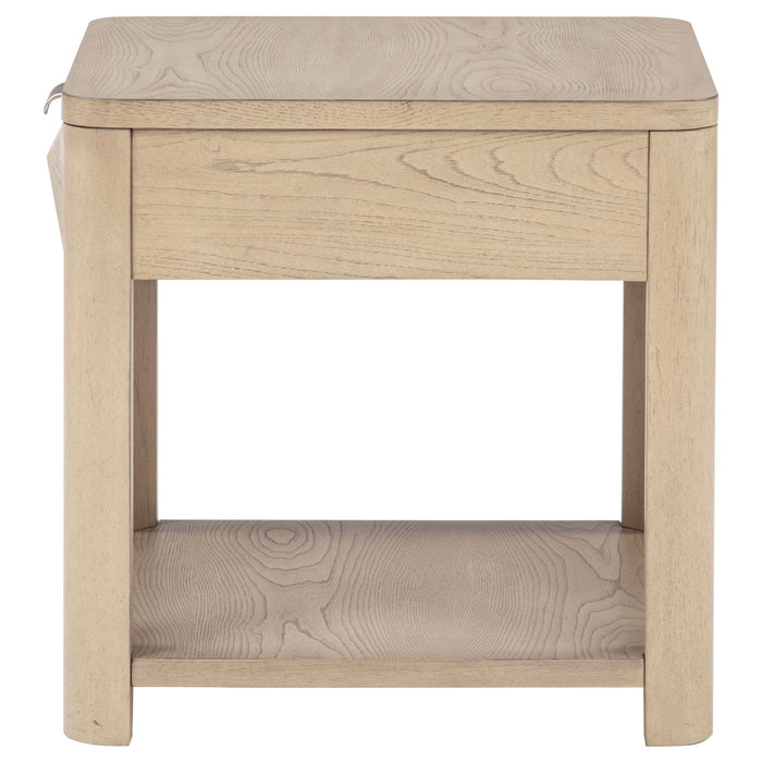 Marcelo Wood End Table with Drawer and Shelf Light Elm