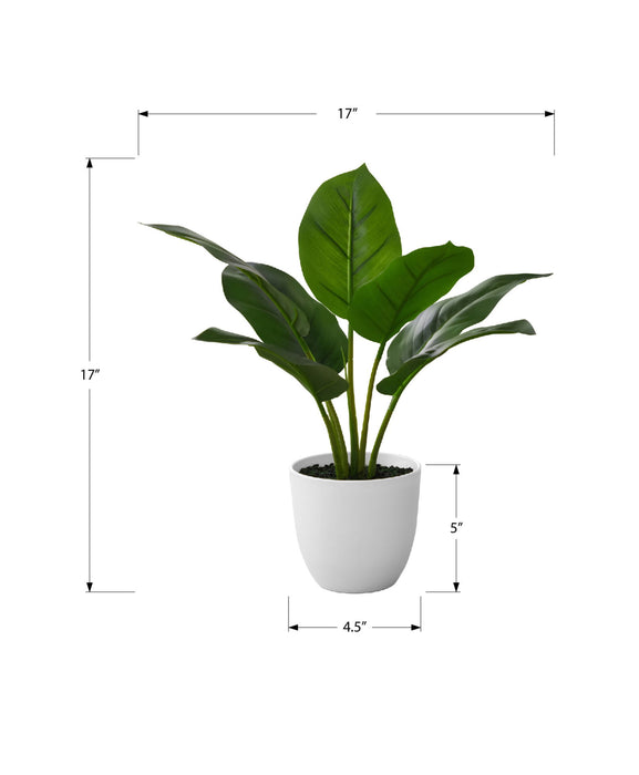 17" Tall, Artificial Plant, Aureum, Indoor, Faux, Fake, Table, Greenery, Potted, Real Touch, Decorative - Green / White