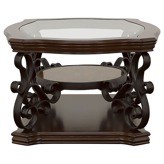 Laney 1-shelf Glass Top Rectangular Coffee Table Deep Merlot