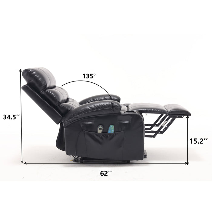 Large Size Electric Power Lift Recliner Chair Sofa With 8 Point Vibration Massage And Lumbar Heat