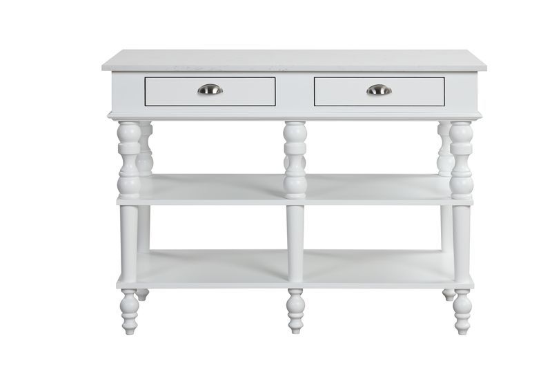 Rorratt - Kitchen Island - Marble Top & White