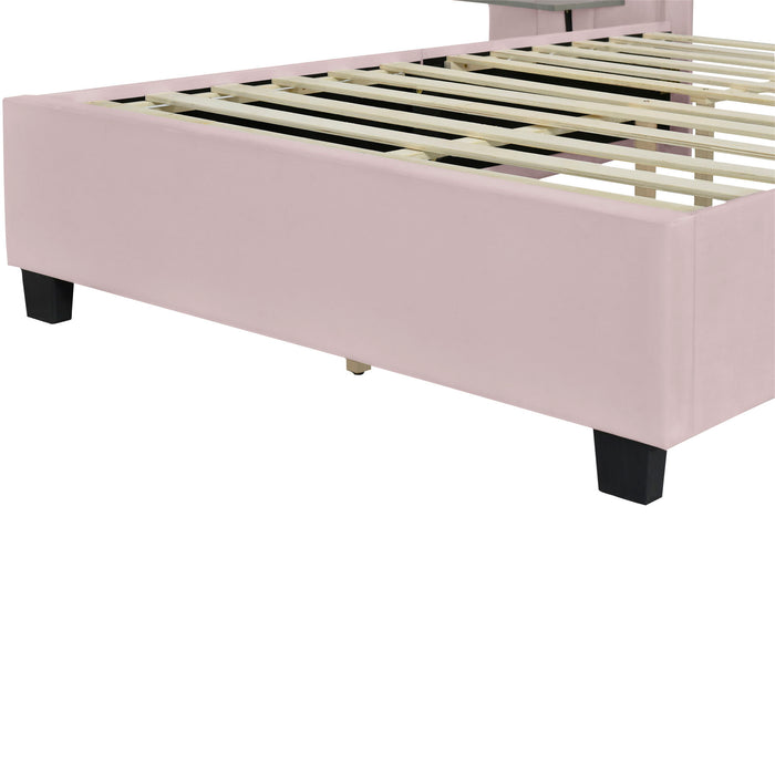 Upholstered Platform Bed With Big Headboard