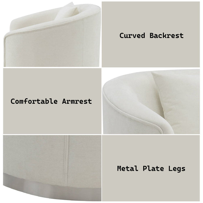 Odette - Chair With Pillow - Beige Chenille