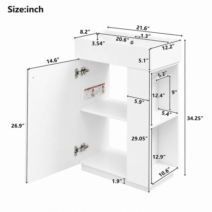 Bathroom Vanity With Sink, Freestanding Wood Grain Cabinet With Storage