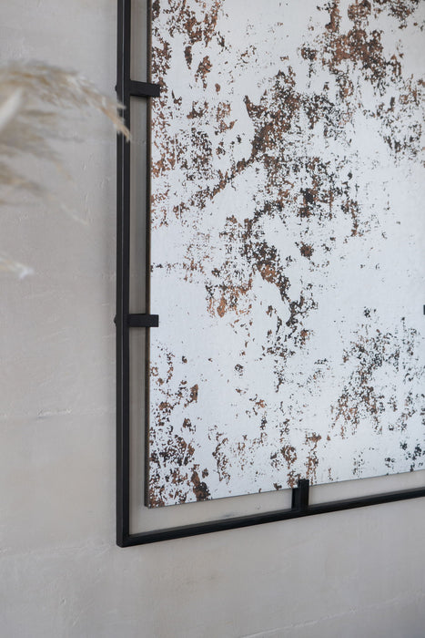 Rectangle Antiqued Wall Mirror Wall Mirror With Metal Frame, Home Wall Decor, Bedroom Living Room Entryway Wall Accent - Black