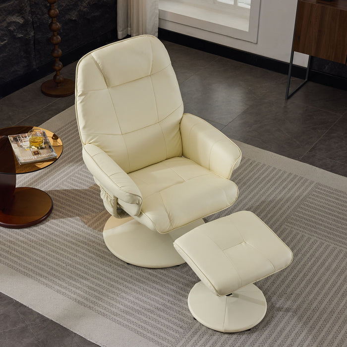 360° Swivel Reclining Chair With Wrapped Base, 5 Point Vibration Massage