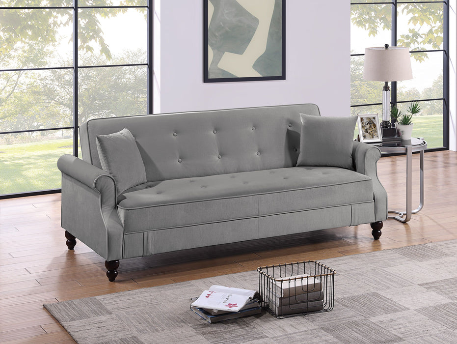 Contemporary Living Room Adjustable Sofa Gray Burnt - Out Fabric Couch Plush Storage Couch Futon Sofa Width Pillows Tufted Back Rolled Arms