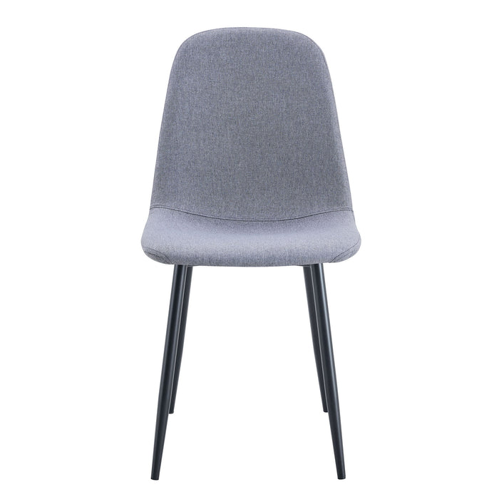 Luxury Simple Chair Linen Cotton High Resilience Dining Chair With Black Metal Legs (Set of 4) - Light Gray