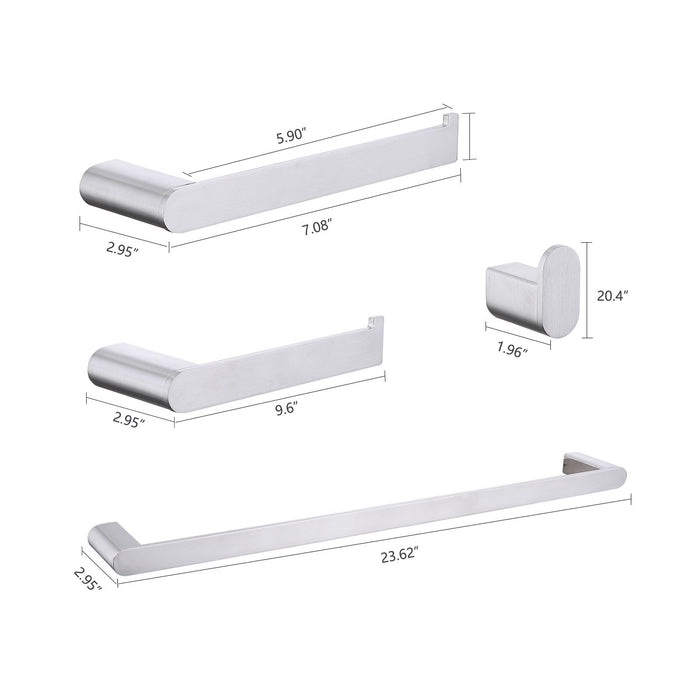 Brushed Nickle Wall Mounted 4 Piece Bathroom Accessories