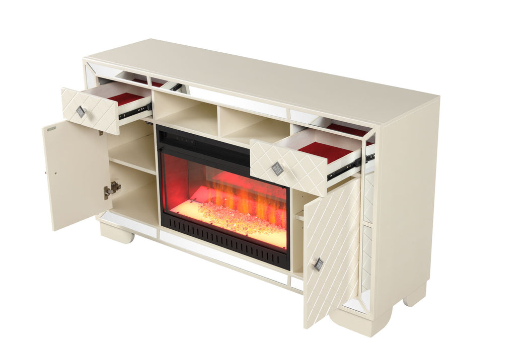 Madison TV Stand With Electric Fireplace In Beige