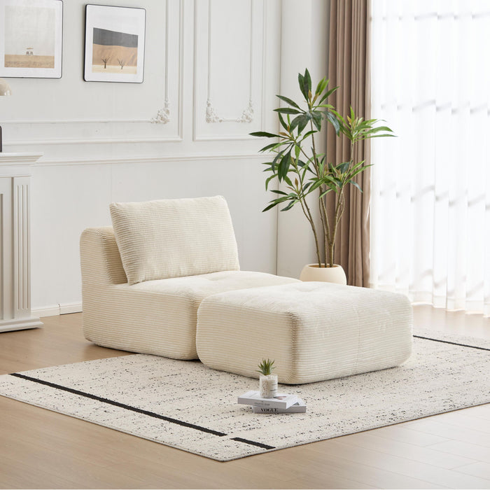Single Chaise Longue With Movable Ottoman For Living Room