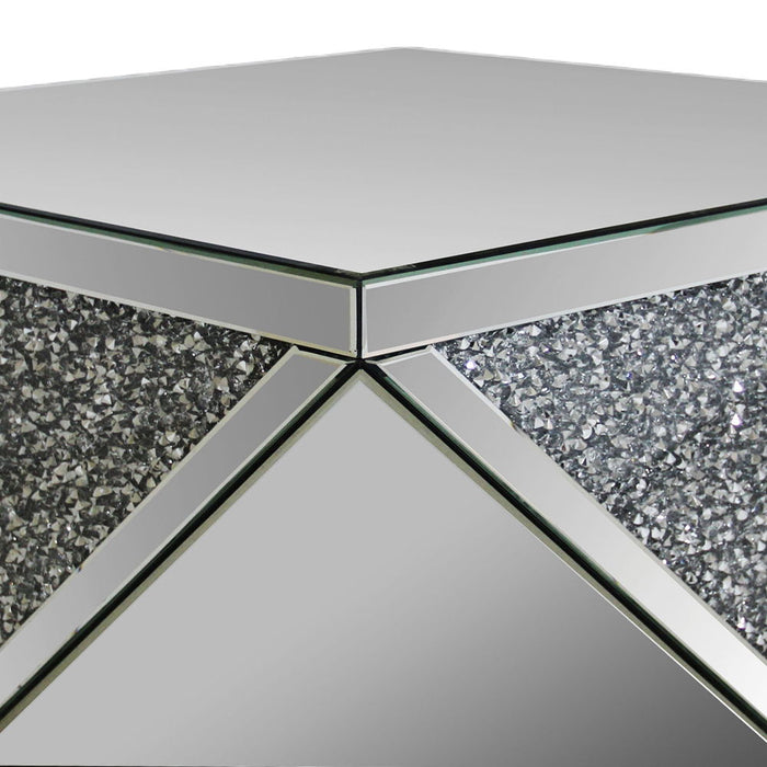 Noralie - 38" Square Coffee Table - Mirrored & Faux Diamonds