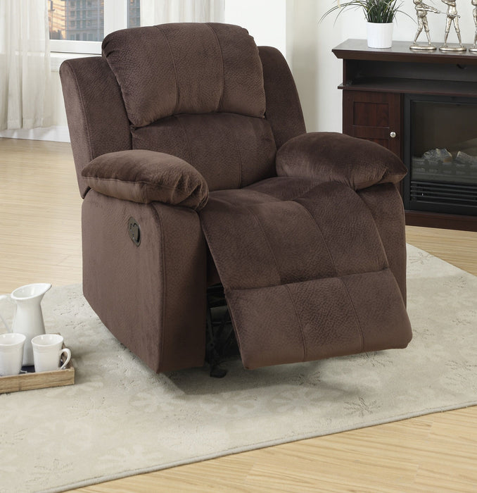 Motion Recliner Chair Rocker Recliner Couch Living Room Furniture Chocolate Padded Suede Metal Reclining
