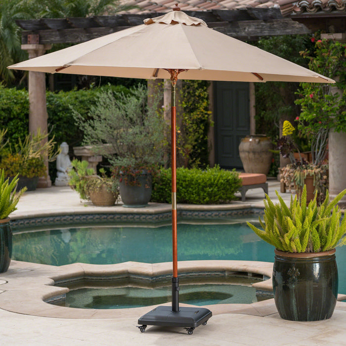 Wheelie - Stylish Square Umbrella Base With Stainless Steel Pole Handle
