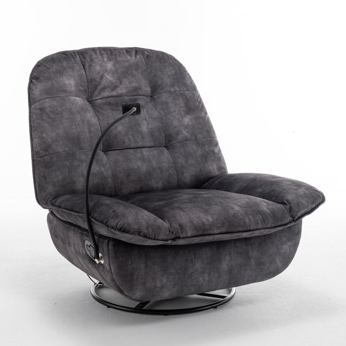 Modern Swivel Gliding Recliner Chair With Rocking Function And Phone Holder, Large Comfortable