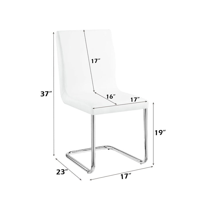 Palton - Side Chair Set of 2) - White Synthetic Leather & Chrome