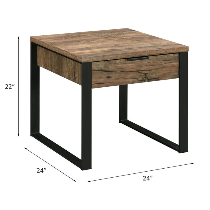 Aflo - End Table - Weathered Oak & Black