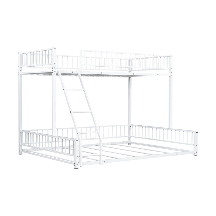 Bunk Bed Frame With Ladder And Safety Guardrails