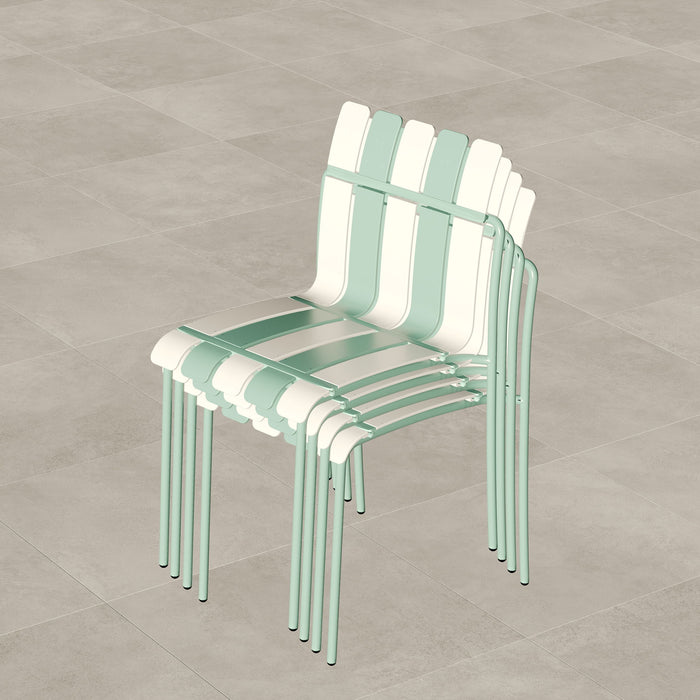 4 Piece Set Of Modern Color Block Designed Single Chairs