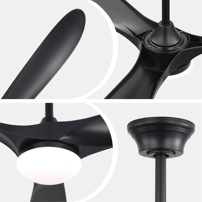 Smart Ceiling Fan With Lights, 3 Blades, Reversible Quiet DC Motor For Indoor