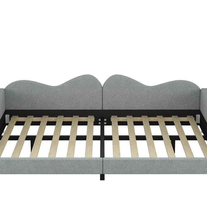 Upholstered Daybed, Sherpa Fabric Sofabed With Cloud-Shaped Backrest