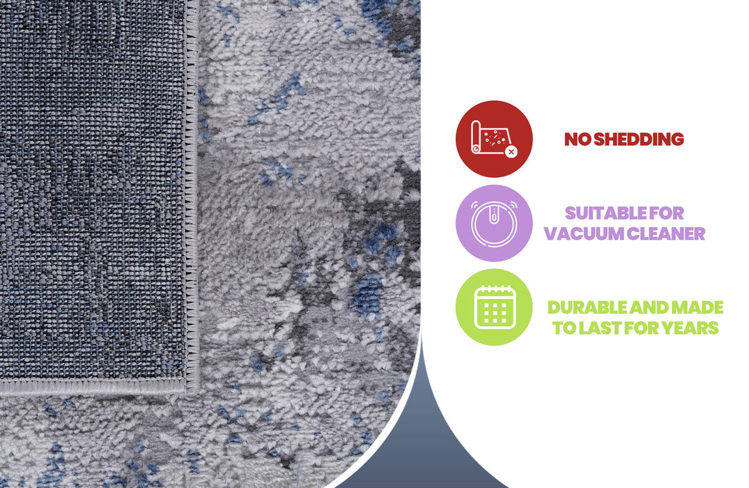 Marfi - 8' X 10' Abstract Area Rug - Silver / Blue