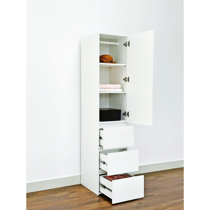 Elise - Slim Modular Wood Closet Cabinet With Drawers In Durable Melamine And Wood 71" Height - White