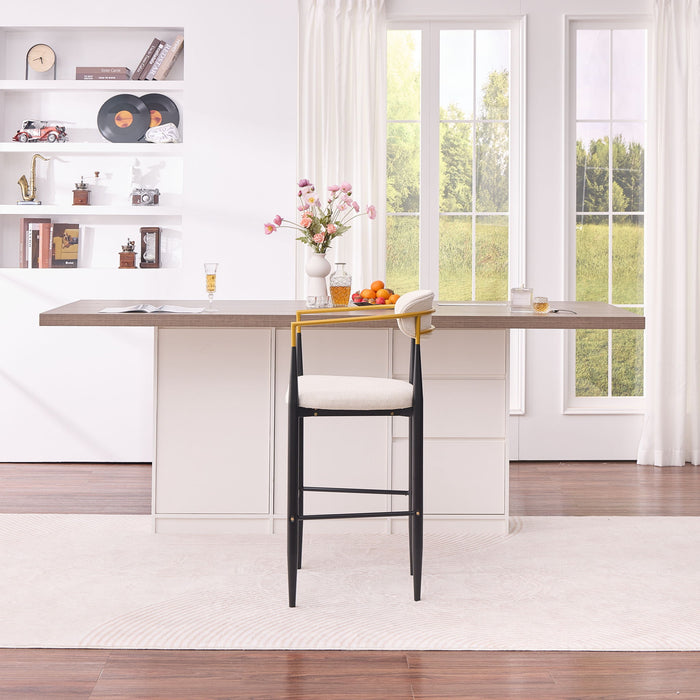 Upholstered Bar Stool With Accented Armrests For Kitchen Island (Set of 2) - Beige