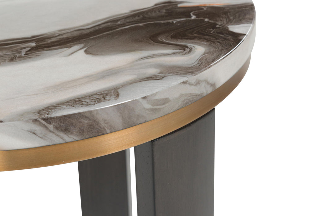 Jazmore - Round End Table - Brown / Brass Finish