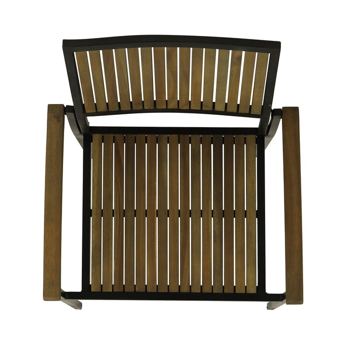 Vermilion - Outdoor Dining Chair With Vertical Slat And Wooden Arm