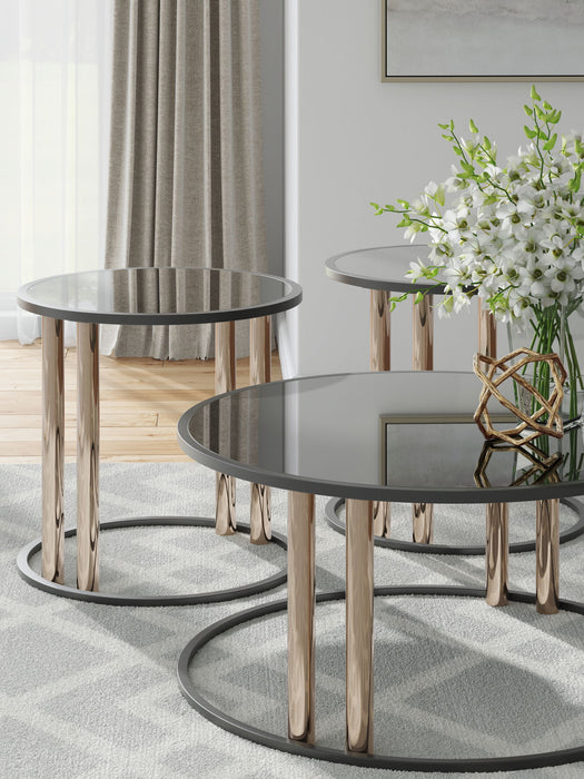 Hannerly - Occasional Table Set (Set of 3) - Black / Gold Finish