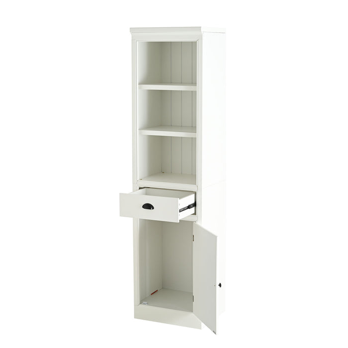Retro Style 75'' Tall Display Shelf With Cabinet For Hallways Living Room Kitchen - White