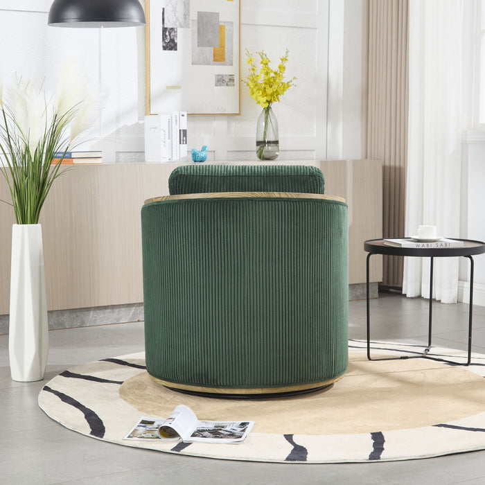 Corduroy Barrel Chair, 360 Degree Swivel