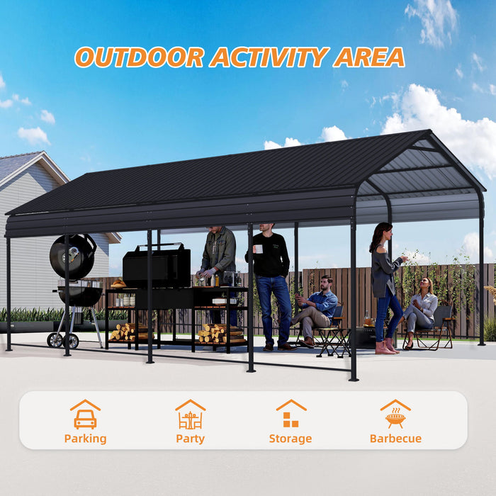 Heavy Duty Carport With Galvanized Roof And Enhanced Base - Anthracite