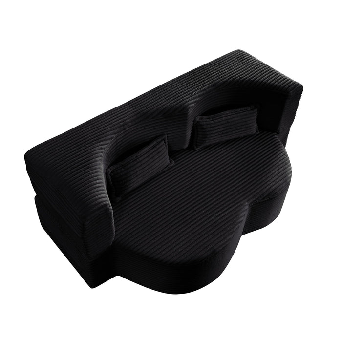 Floor Convertible Sleeper Sofa Bed With 2 Pillows