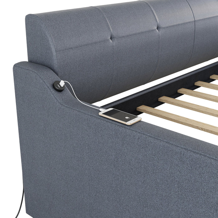 Upholstered Daybed With Trundle And USB Charging