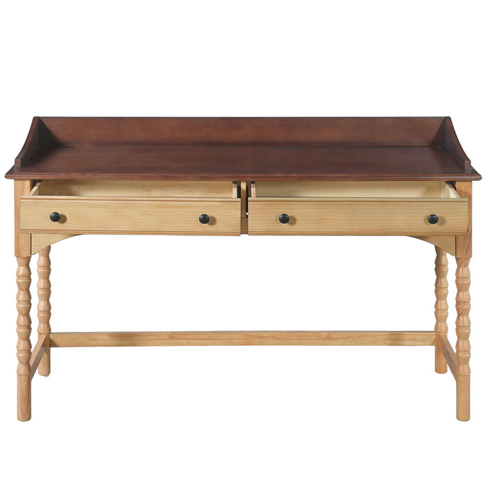 Writing Desk With 2 Storage Drawers, Workstation For Living Room - Brown / Natural
