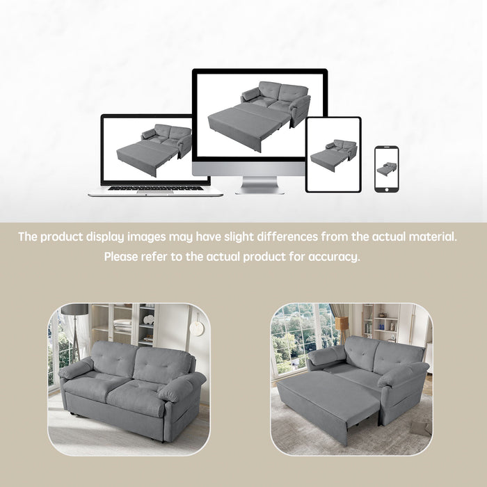 Modern Convertible Sleeper Sofa Bed With Pull-Out Queen Design, Side Storage & Thick Cushions