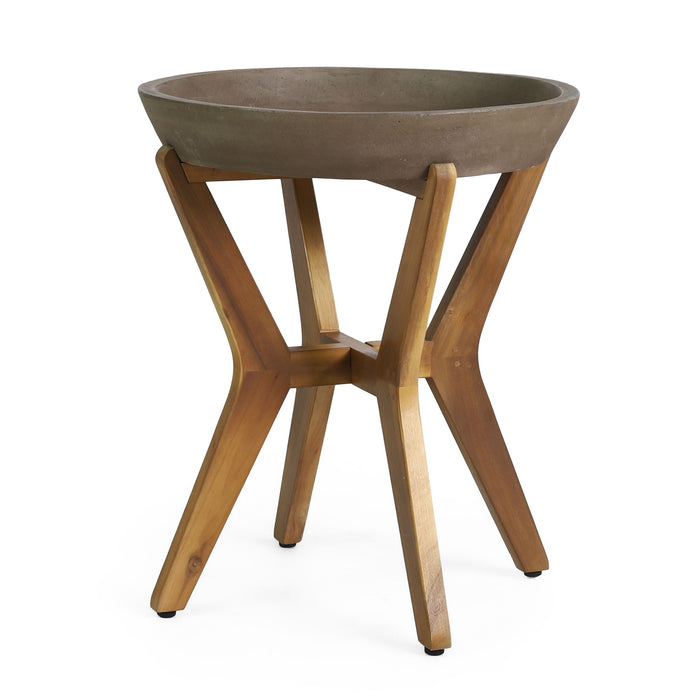 Yukon - Contemporary Side Table With Lightweight Concrete Top And Acacia Wood Frame - Gray