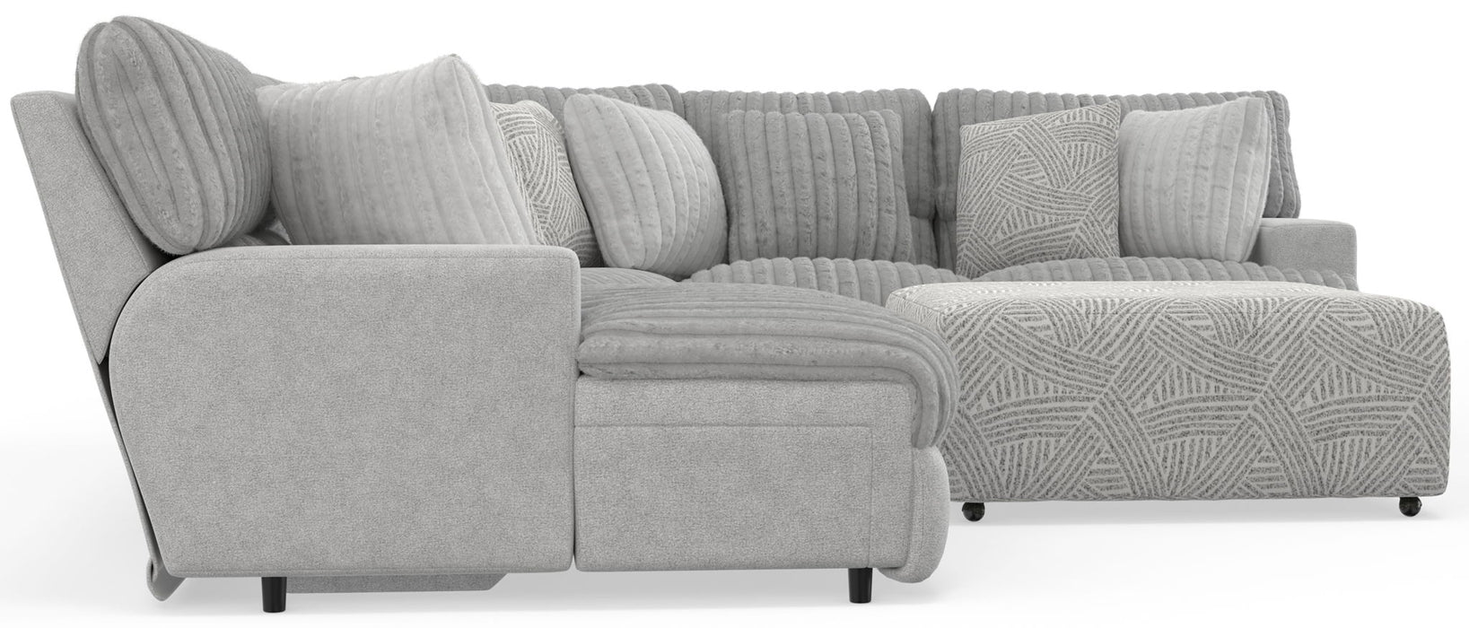 Abraxas - 6 Piece Power Reclining Sectional With Lay-Back Chaise, 2 Reclining Seats, And Included Cocktail Ottoman (LSF Chaise) - Moonstruck