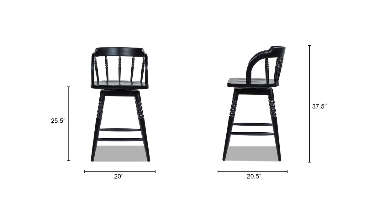 Breda - Turned Bubble Spindle Low Back Counter Stool - Black