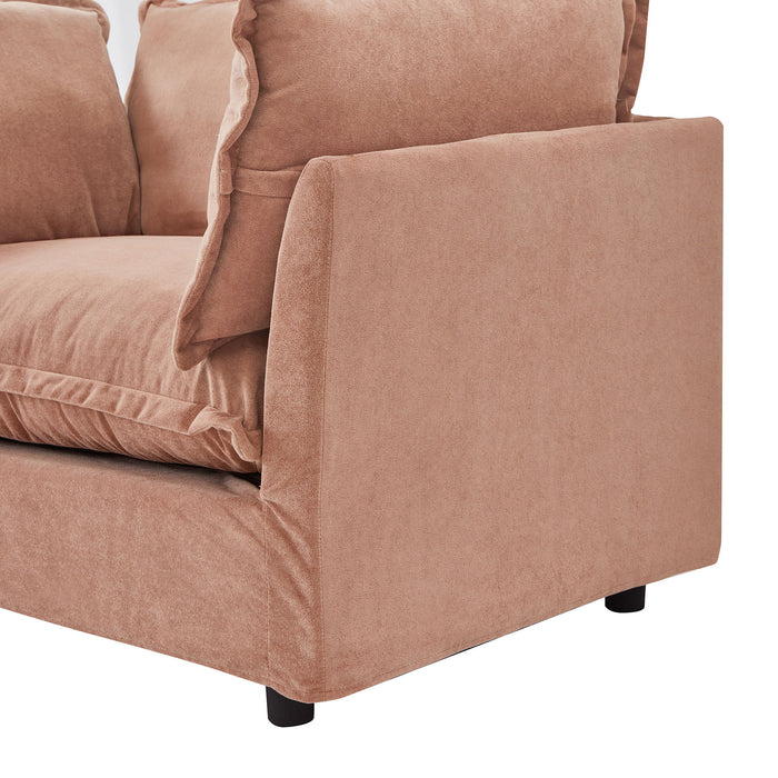 Modern Cozy Upholstered Armchair Sofa With Movable Ottoman