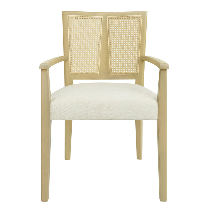 Mid Century Modern Arm Dining Chairs With Rattan Backrest