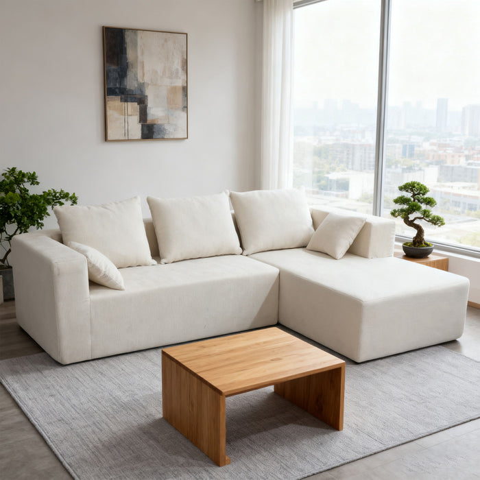 Modular Corner Sofa With Soft Linen Fabric