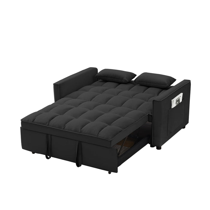 Modern Convertible Velvet Futon Loveseat With Sleeper Bed Function